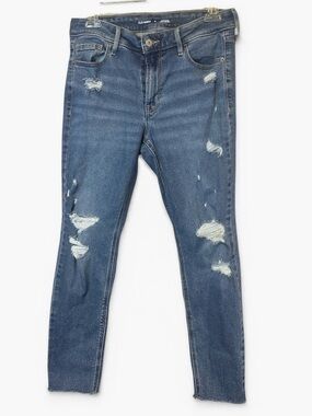 Old Navy Women's Ripped Skinny Jeans - Medium Blue Wash